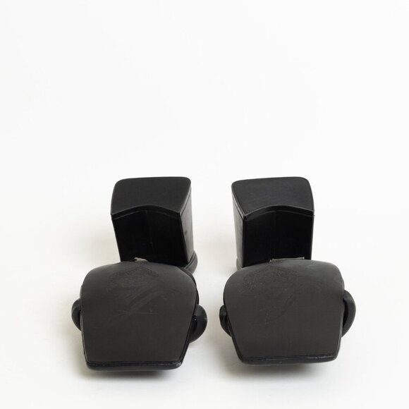 ✨ Free People Parker Double Strap Pillow Heels Square Toe Chunky Sandals Black - Picture 6 of 15